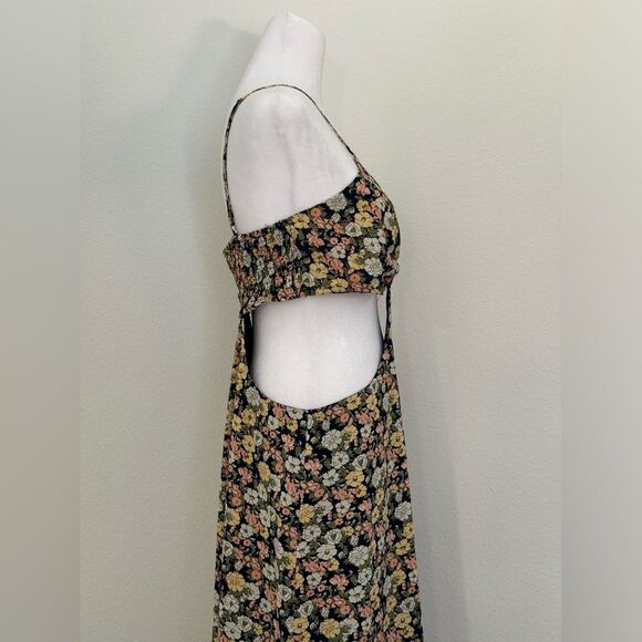 Navy Blue Floral Cutout Maxi Dress with Adjustable Straps and Slit Women’s XL - Picture 9 of 16